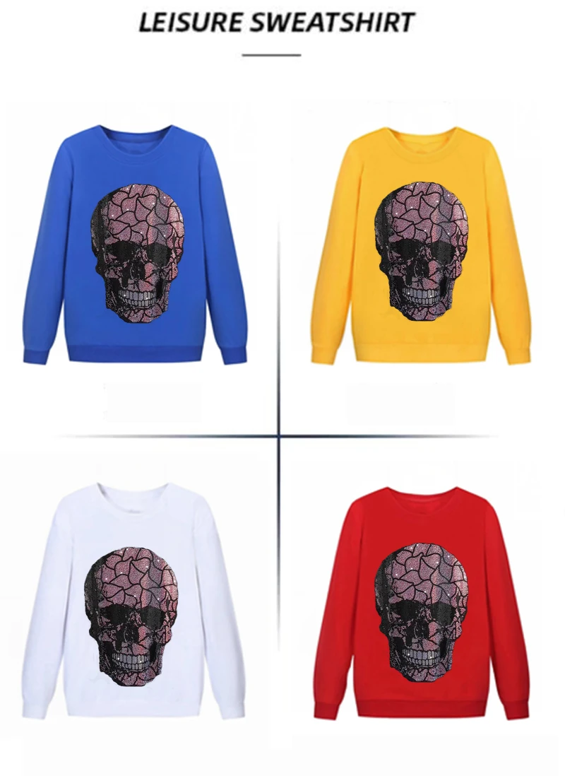 

New Arrival Winter Men's Top Quality Sweatshirt Rock Fashion Hot Rhinestone Pattern Slim Brand Hoodie