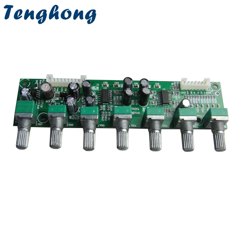 

Tenghong 5.1 Amplifier Preamplifier Tone Board Preamp 6 Channel Bass Frequency Volume Independent Adjustment For Home Theater