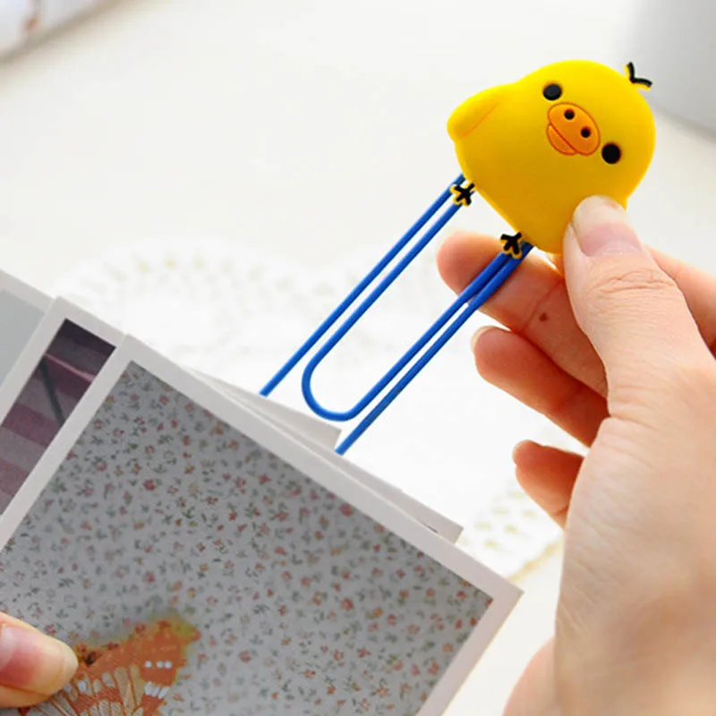 Study Binder Clips Paper Kawaii Stationery School Office Supplies Bookmark Cartoon 2Pcs Multifunction Rubber Paperclips | Дом и сад