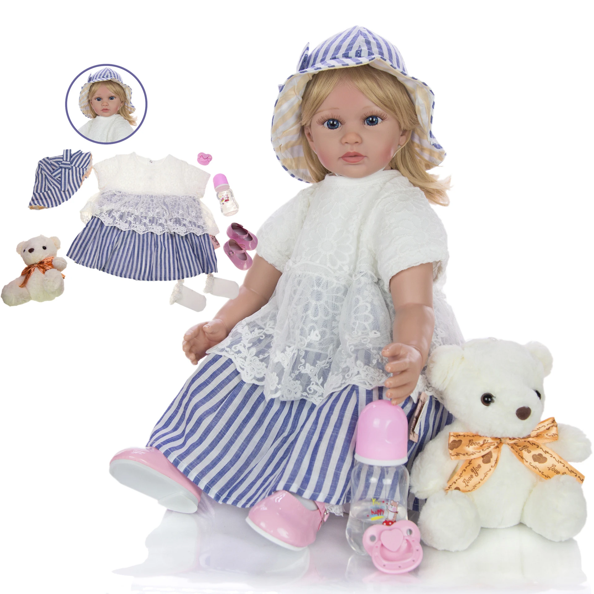 Детский подарок мягкий силиконовый Реборн детские куклы с милой шляпой девочка 58