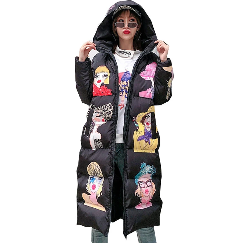 Цин MO горячая Распродажа черный белый цвет для женщин с капюшоном парки 2021