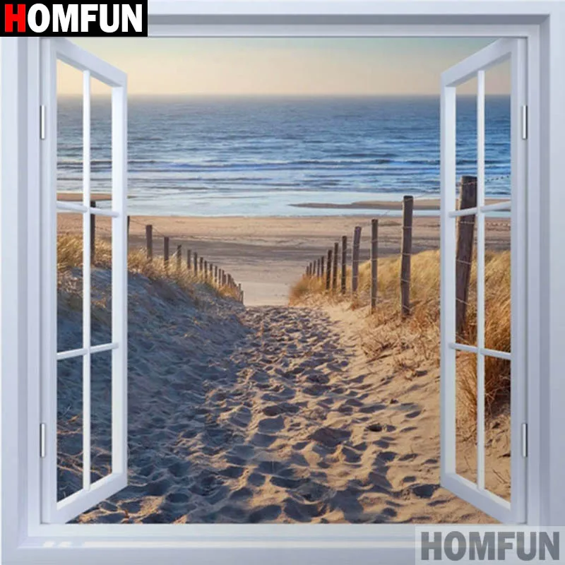 

Алмазная живопись HOMFUN «Пляжный Пейзаж», алмазная вышивка 5D «сделай сам» с полными квадратными/круглыми стразами, вышивка крестиком, домашн...