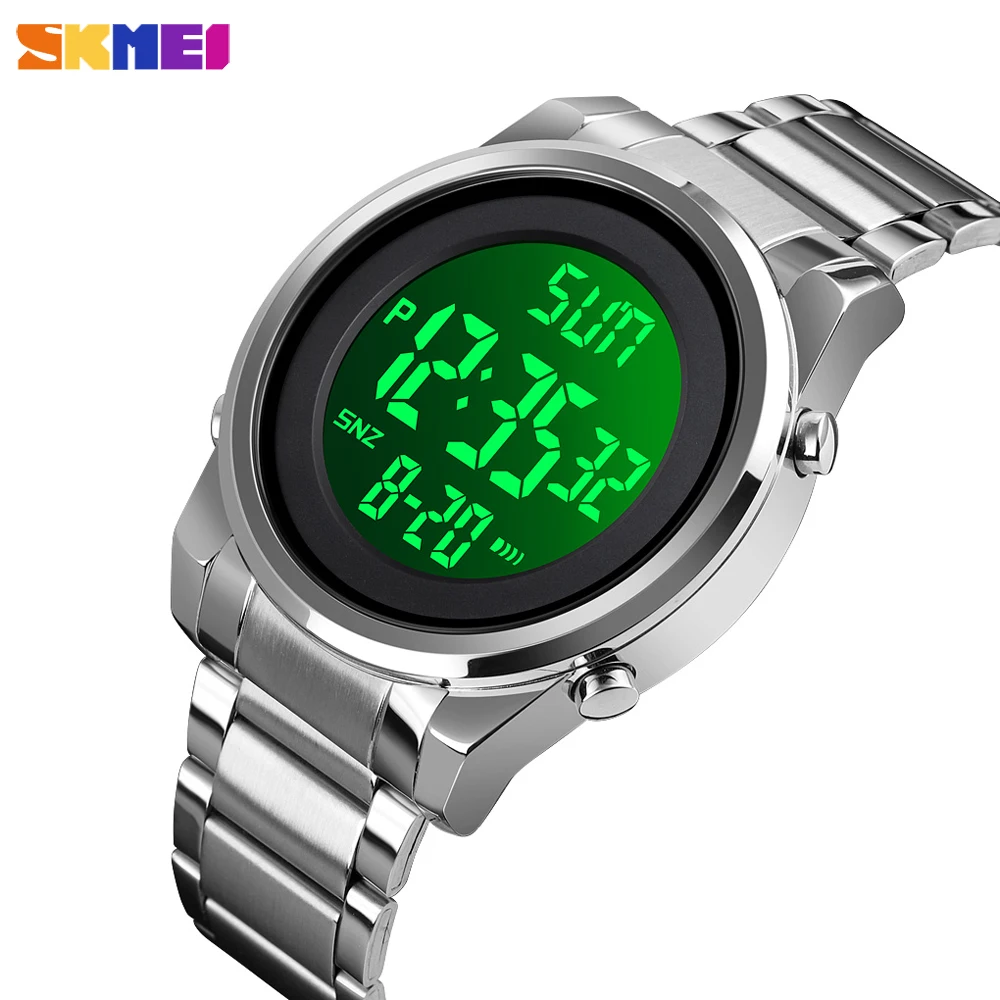 

SKMEI Fashion Digital Men's Watch Sport 2 Time Chrono Alarm Electronic Male Clock Steel Belt Waterproof Wristwatch reloj hombre