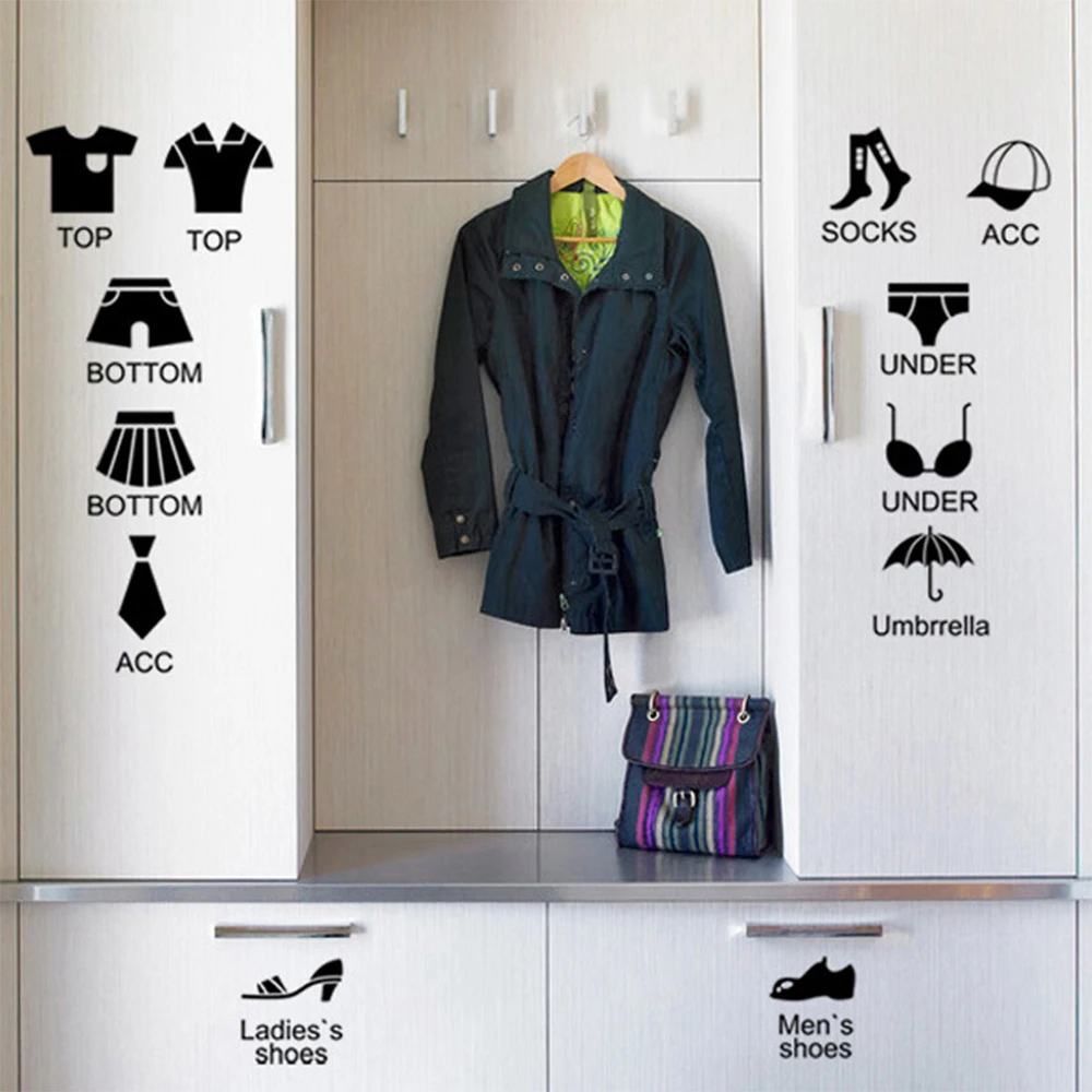 Набор наклеек на стену для примерочной комнаты шкафчик шкаф обуви классификация