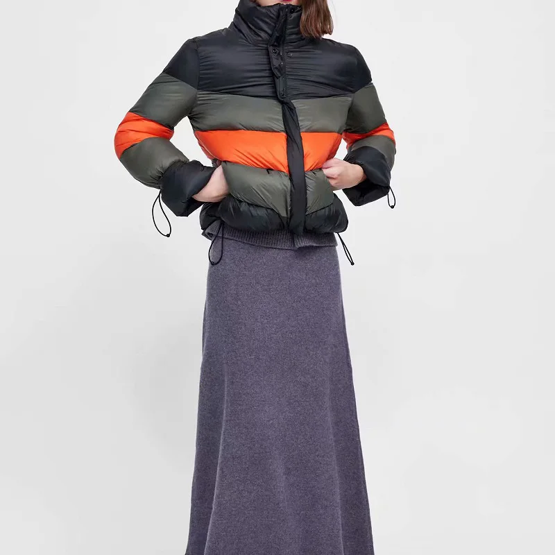 Многоблочная Лоскутная модная куртка Za Anorak для женщин с хлопковой подкладкой