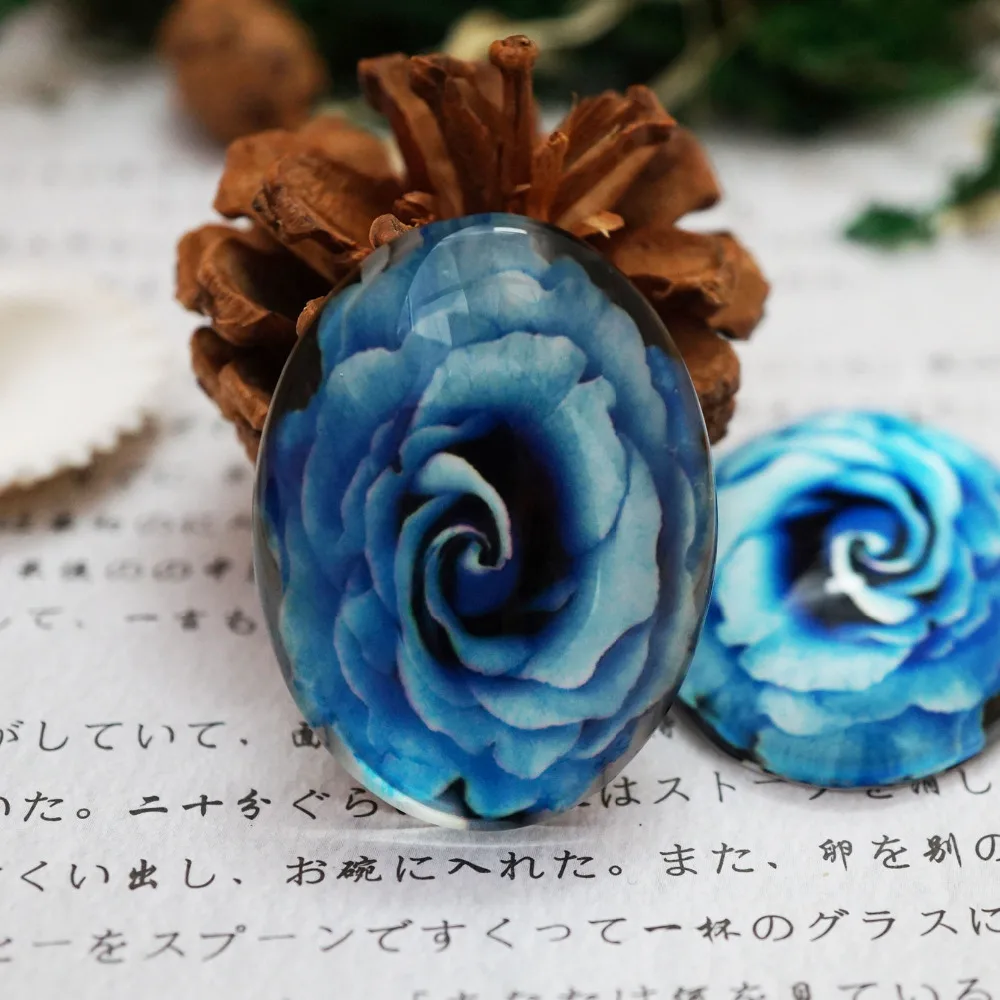 Овальный Круглый 8 мм-40 мм 30x40 цветочный стеклянный кабошон для браслета ожерелья