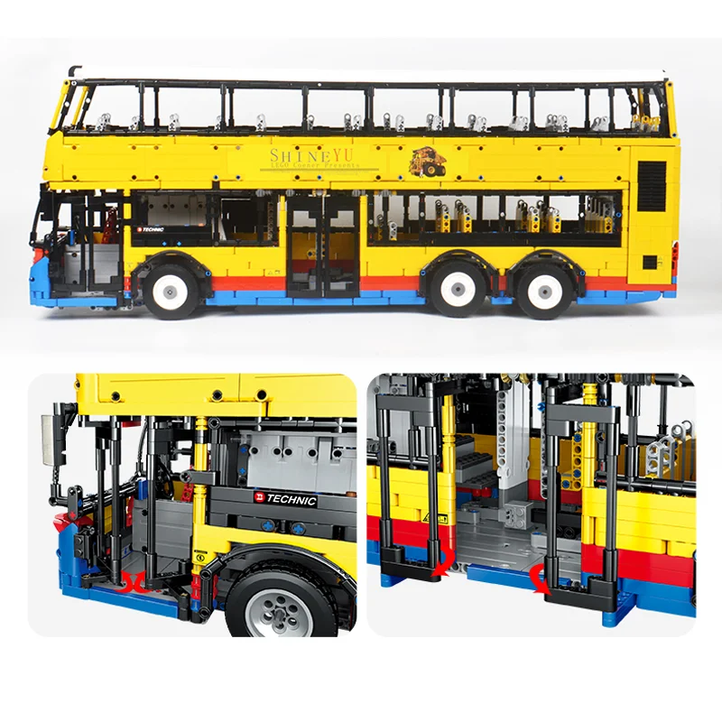 

HAPPY BUILD MOC Shineyu Double Decker Bus Technic Bricks With Remote Control Version Building Blocks Adult gifts