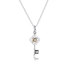 Ожерелье из стерлингового серебра, 925 + 14 карат, двухцветное ожерелье с ключом и цветком, колье, Женские Ювелирные изделия, подарок на вечеринку