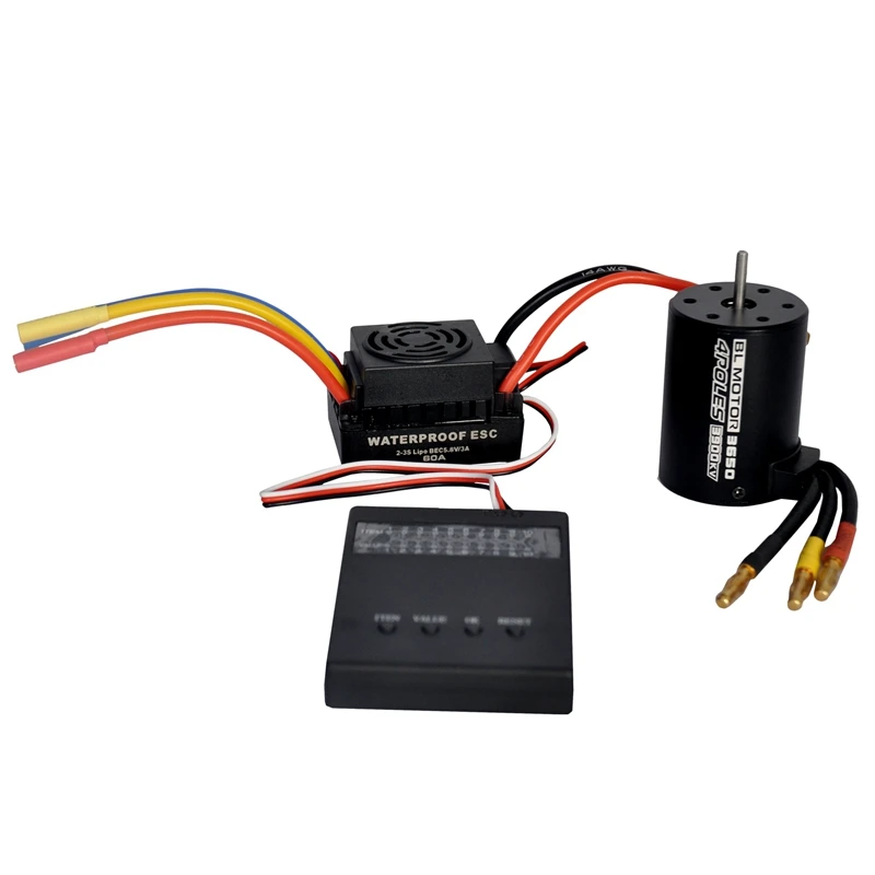 Топ водонепроницаемый 3650 3900Kv Rc бесщеточный двигатель 60A Esc программист для 1/10
