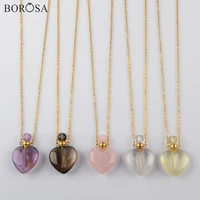 borosa heart perfume bottle necklace 26inch natural stone stainless steel necklace essential oil diffuser necklace wx1327 n