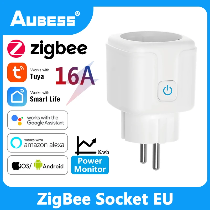 

16A EU Standard ZigBee Smart Plug Power Energy Monitor, Tuya Smart Life APP Remote Control Socket Outlet, For Alexa Google Home