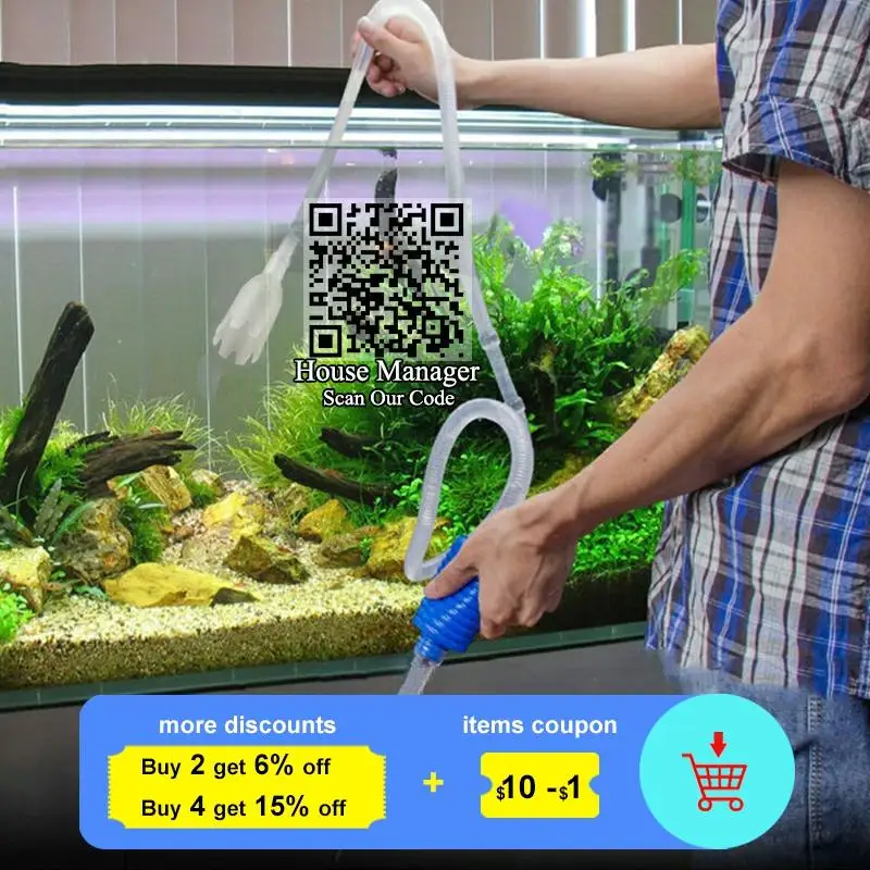 

140cm Aquarium Cleaner Tool Siphon Gravel Suction Pipe Filter for Fish Tank, Vacuum Water Change Pump Tools, pipe tube for water