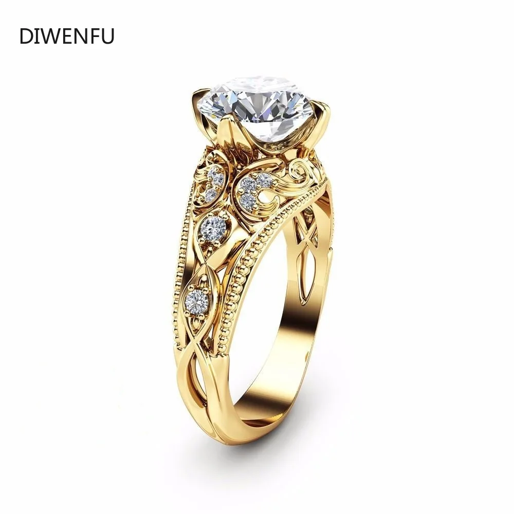 

Soild 14K Yellow Gold Diamond Rings for Women Anillos Wedding Jewelry Gemstone Bijoux Femme Jewellery Bizuteria Engagement Rings