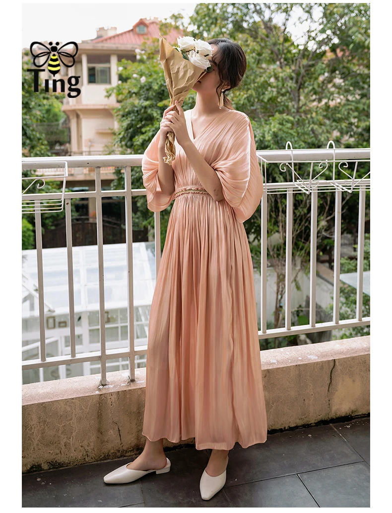 Длинное блестящее вечернее платье с высокой талией в стиле бохо | Женская одежда