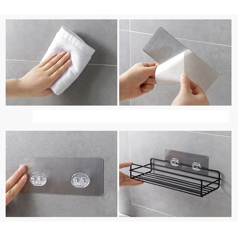 

Bathroom Kitchen Punch-free Corner Frame Shower Shelf Wrought Iron Shampoo Storage Rack with Suction Cup Bathroom Accessories