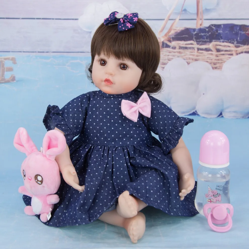 

reborn baby toy dolls 48cm brown eyes silicone vinyl baby girl dolls new soft cotton bebes reborn bonecas play toys BJD original