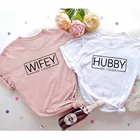 Wifey Hubby футболка из чистого хлопка, смешные унисекс Топы для новорожденных, милый подарок для поездки на медовый месяц, футболка для женщин, Прямая поставка