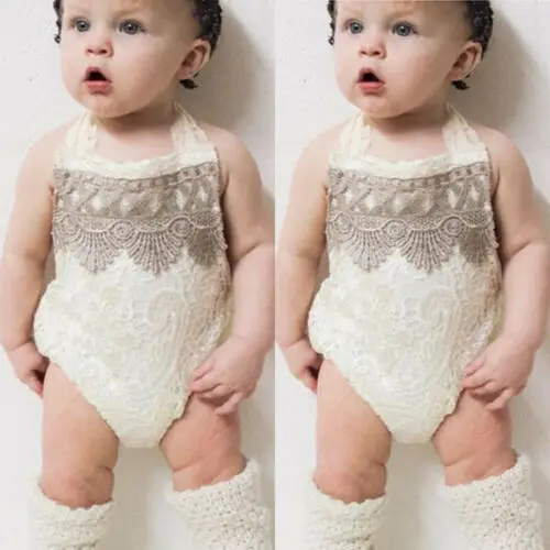 

0-24M Summer Cute Toddler Baby Girls Bodysuits Sleeveless Belt Lace Floral Tassel Backless Jumpsuits Bodysuits
