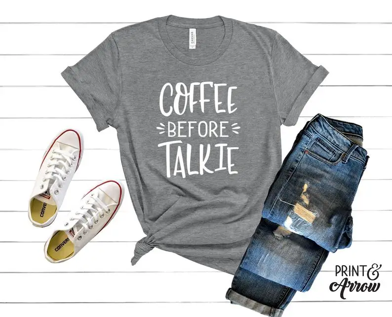 

Кофейная рубашка с надписью, женская футболка с коротким рукавом, 100% хлопок, забавная футболка с графическим принтом и круглым вырезом, Прям...