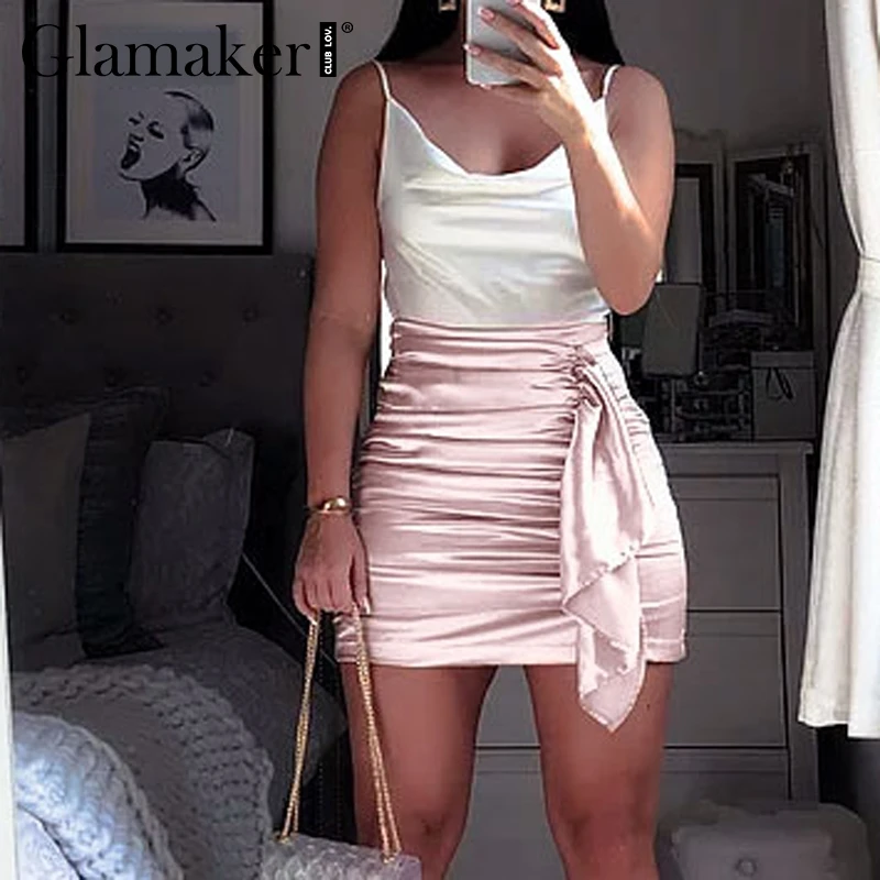 Женская плиссированная юбка Glamaker винтажная облегающая с высокой талией для