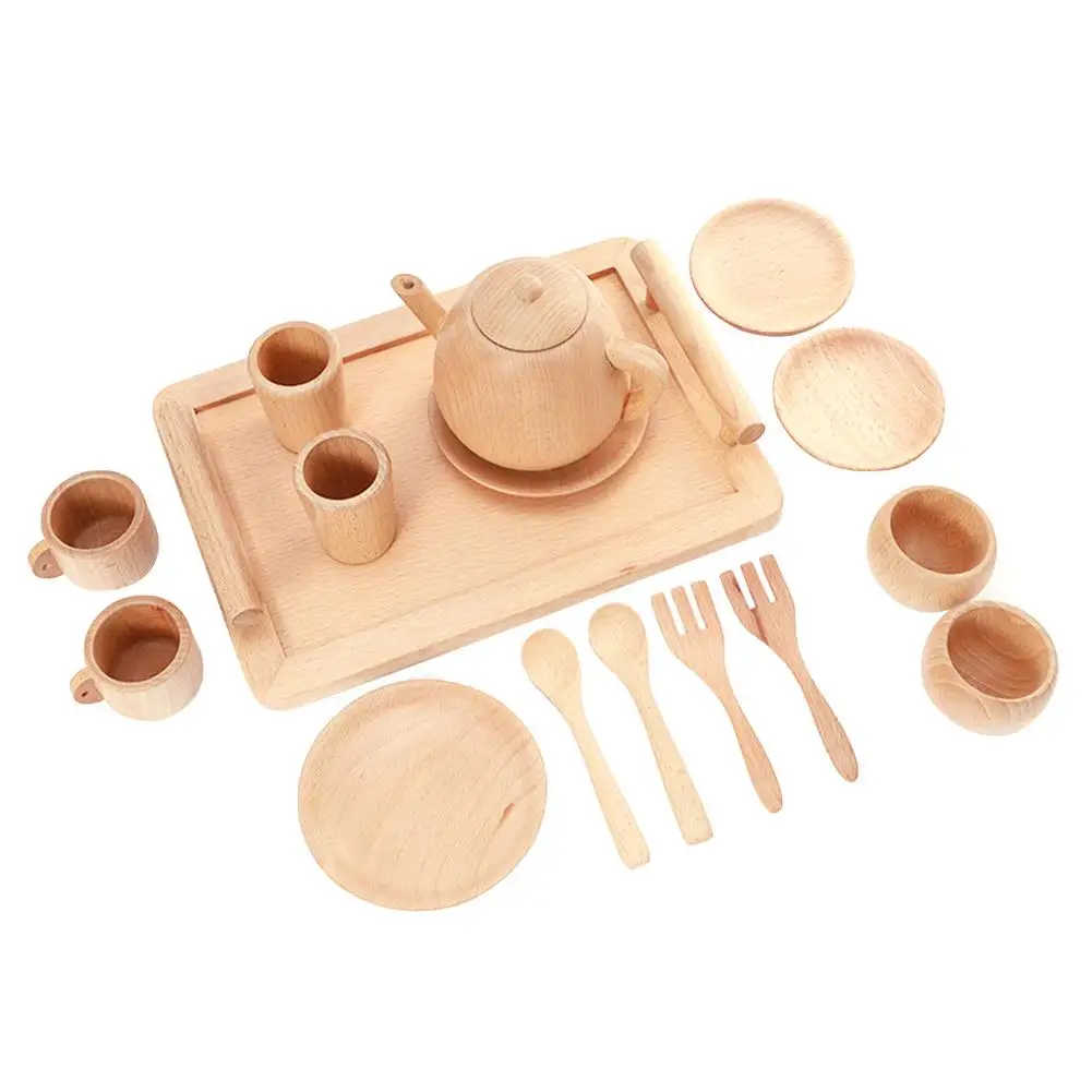 

Kitchen Accessories Play Toy Soft Wooden Play Cooking Set Cooking Tea And Cutlery Wooden Playset For Children Play Kitchen