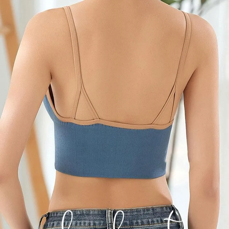

Women Zipper Crop Tops Sexy Bralette Spaghetti Strap Sleeveless Lingerie Vest Streetwear Bra Tanke Top Camisole Stripe Spor D4S7