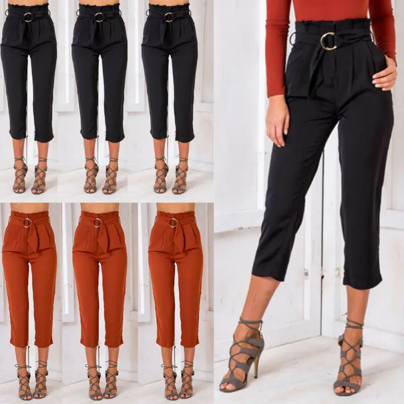 Женские Ретро брюки-Палаццо с поясом и высокой талией женские повседневные брюки