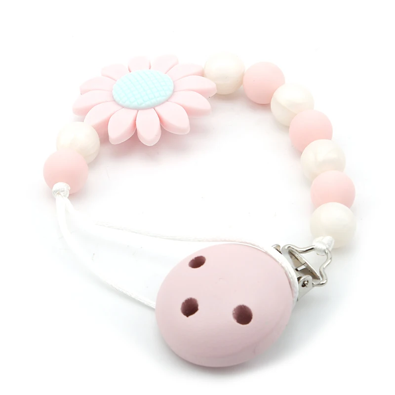 Cute Baby Silicone Teething Dummy Pacifier Clip Bead Infant Soother Nipple Strap Chain Newborn Feeding Teether Holder | Мать и ребенок