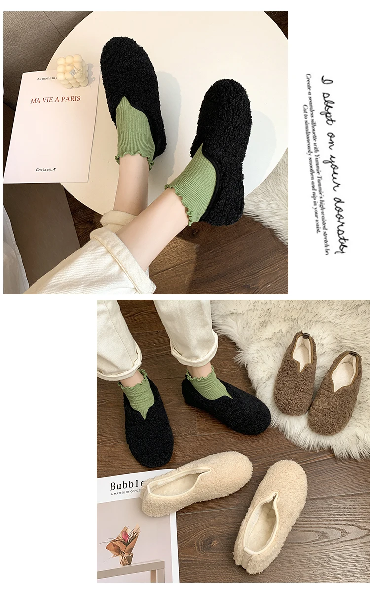 Женские зимние шлепанцы с мехом ягненка; chaussures femme Pantuflas; меховые шерстяные туфли для улицы; женская обувь; женские мокасины; Тапочки