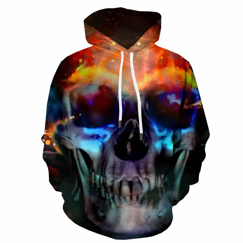 

3d Hoodies Skull Sweatshirts men Flame Hooded Casual Party 3d Printed Hip Hop Hoodie Print Long Sleeve Streetwear Winter New
