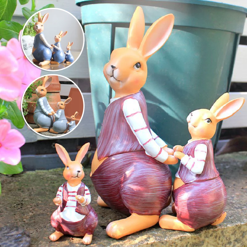 

3 Rabbits Crafts Garden Statue Resin Animal Sculptures Art Craft Ornaments Waterproof For Garden Yard Park Patio JS23