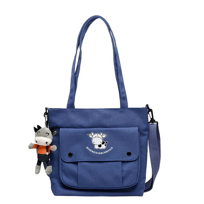 

Women Cartoon Printed Shoulder Bag Cotton Canvas Handbag Casual Tote Female Eco Crossbody Bag Ladies Vintage Messenger Bags New