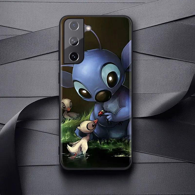 Lilo Stitch Cartoon For Samsung Galaxy S22 S21 S20 Ultra Plus Pro S10 S9 S8 S7 4G 5G silicone Soft Black Phone Case