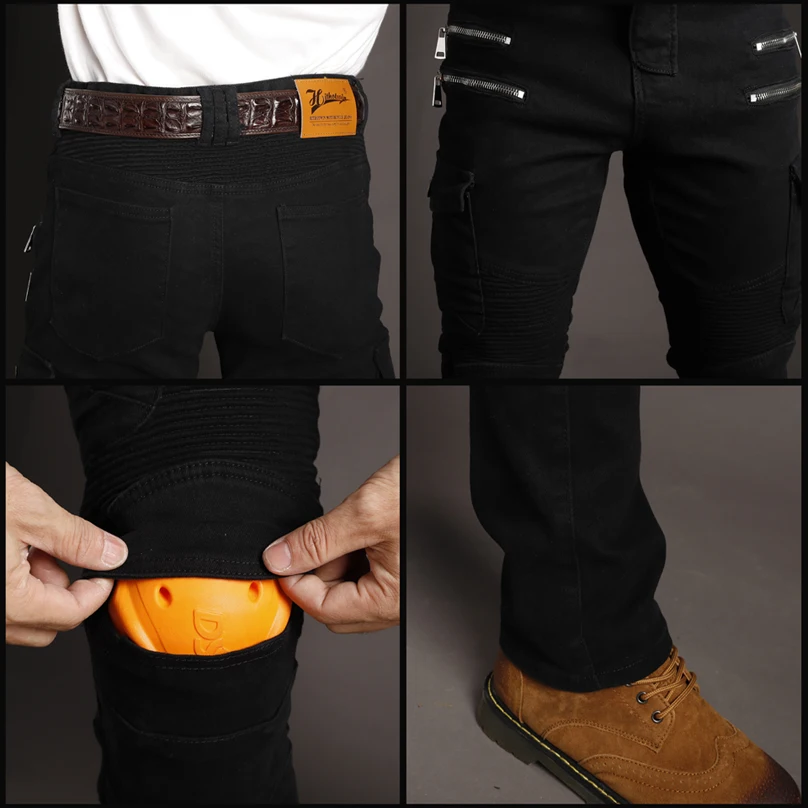 Мотоциклетные штаны корова брюки мужские джинсы на молнии защитное снаряжение