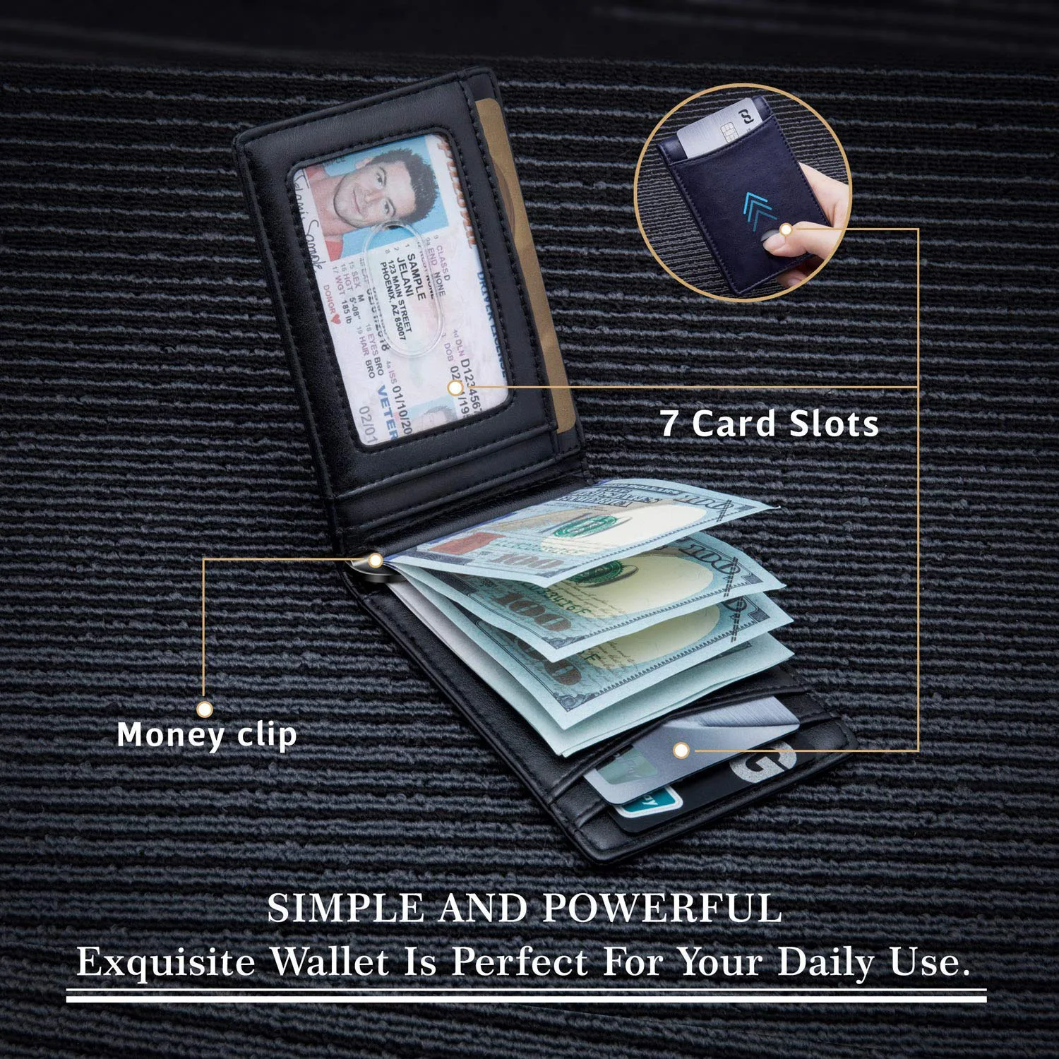 

Card Holder Leather Men's Anti-theft Brushed Dollar Clip Explosive Card Holder Luxury Leather Card Holder Genuine Leather