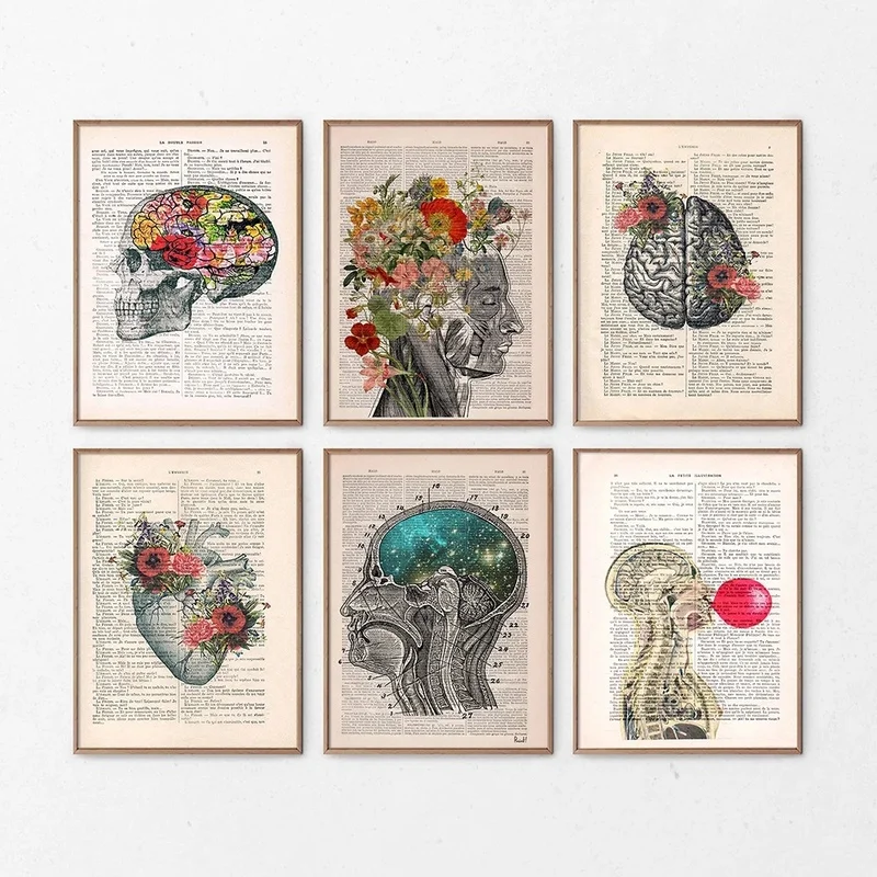 

Human Heart Brain Lung Organ Art Wall Canvas Painting Nordic Posters and Prints for Wall Picture Decoration In Doctor's Office