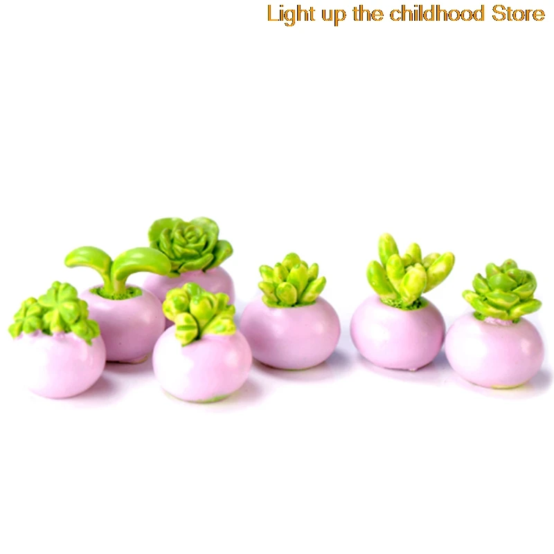 

2 шт., миниатюрные зеленые растения в горшке для украшения кукольного домика