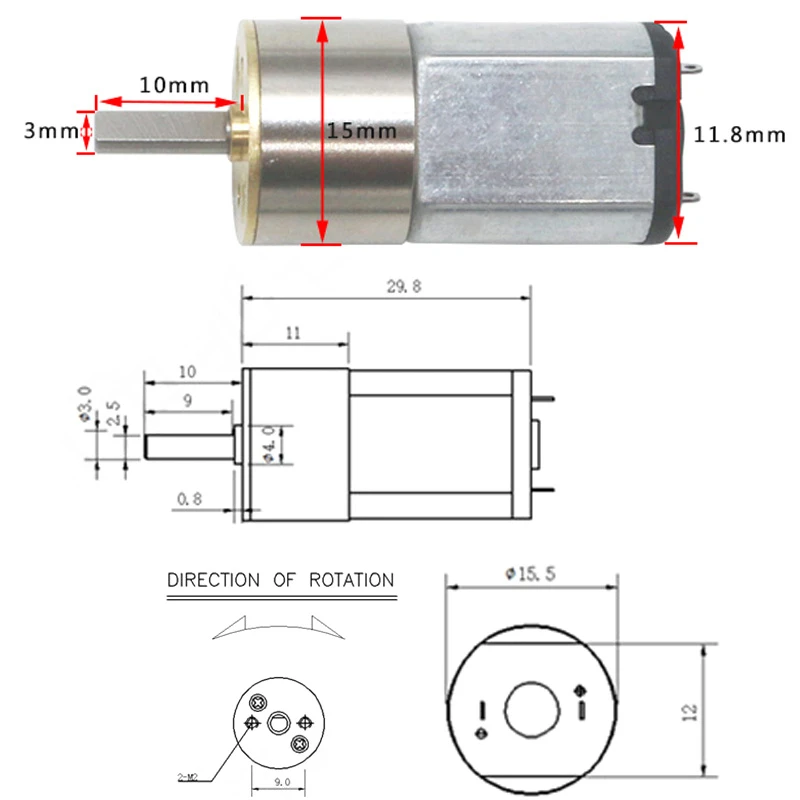 Мотор редуктор Smartlock Электрический двигатель DC1.5V 12V Скорость 33/80/120/230/340 об/мин ШИМ