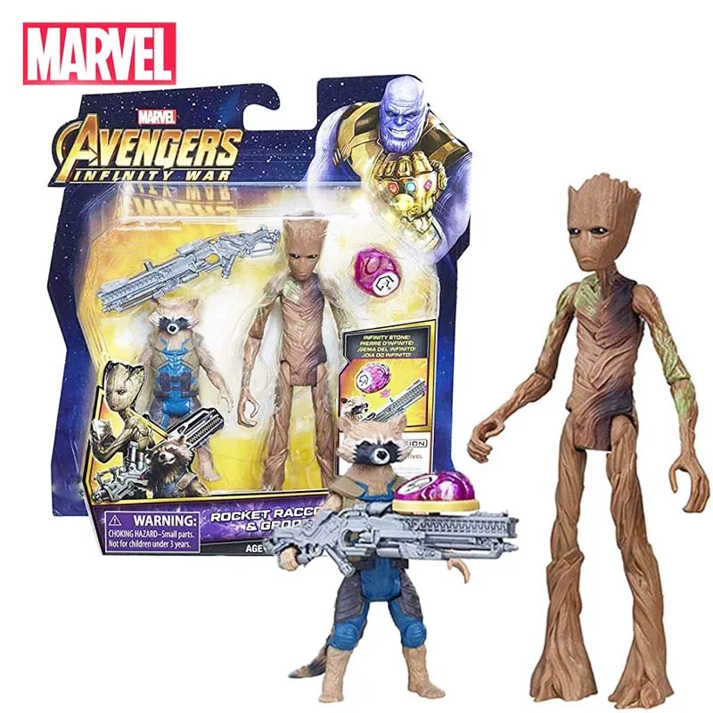 

Disney Marvel Avengers Groot&Rocket Raccoon Model Collection Action Figure Hot Toys Dolls Set Christmas New Year Gift for Kids