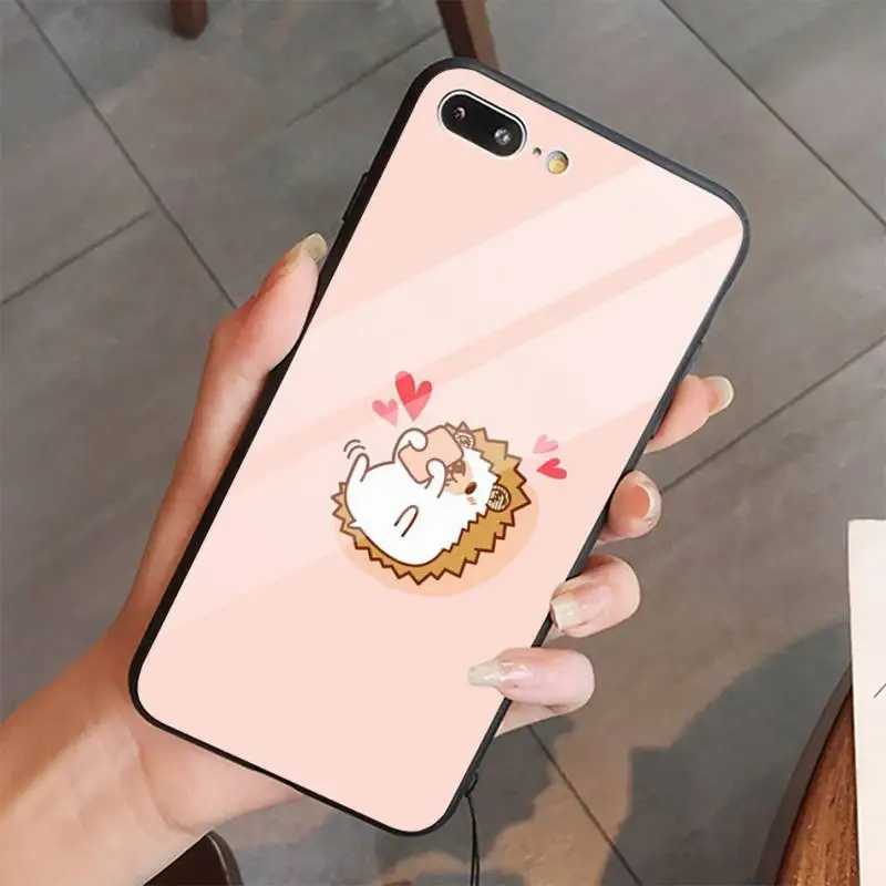 

hedgehog cute funny cartoon animal Phone Case Tempered glass For iphone 5C 6 6S 7 8 plus X XS XR 11 PRO MAX