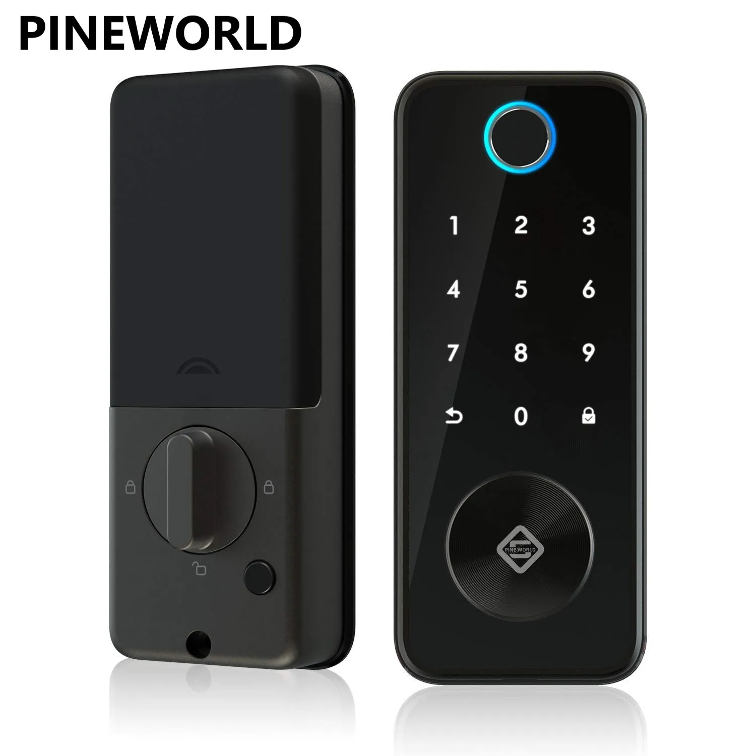 Review PINEWORLD Q106 Tuya Bluetooth Fingerprint Keyless Entry Smart Door Lock Deadbolt  Auto Indoor/Outdoor Electronic Keypad Lock
