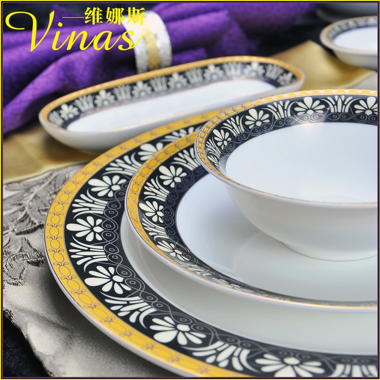 Элегантный золотой мраморный глазурь керамический праздничный набор столовой