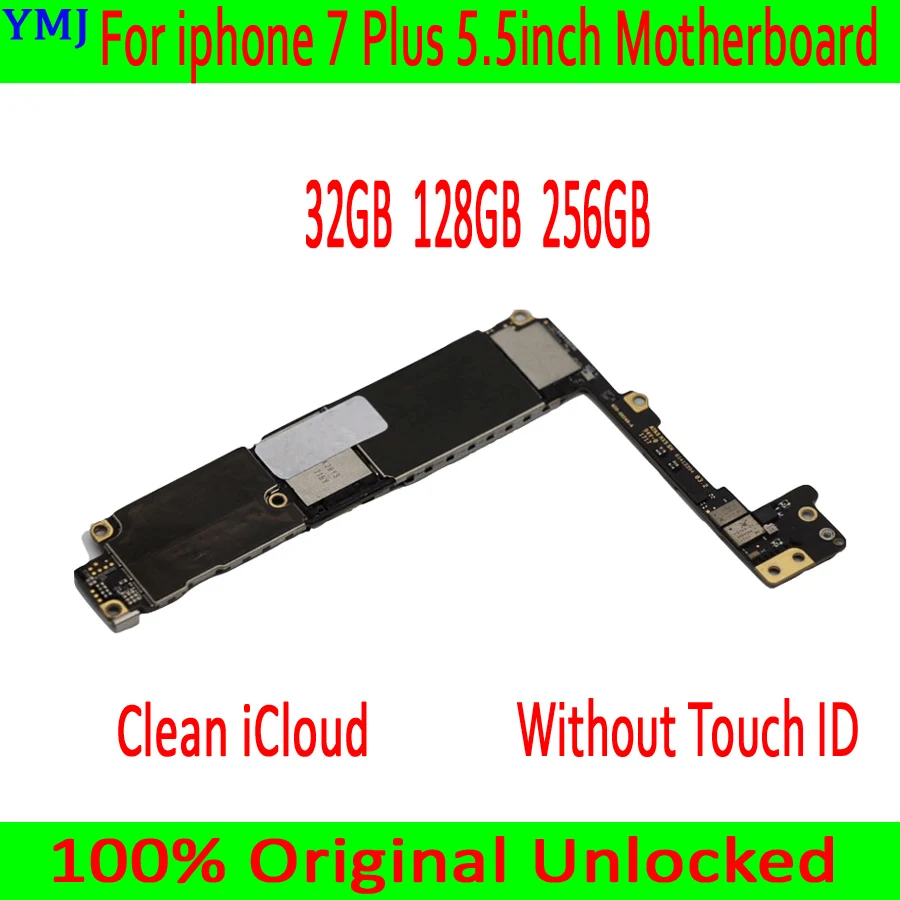 For iphone 7 Plus 7P Motherboard No icloud 32GB 128GB 256GB,100% Original Unlocked With/No Touch ID Logic board Support 4G LTE
