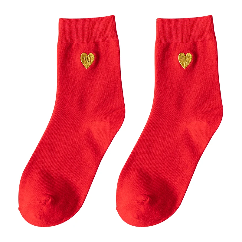 

Women Red Socks Chinese New Year Festive Cotton Good Luck Socks Step on Villain Comfortable Unisex Casual Couple Happy Socks