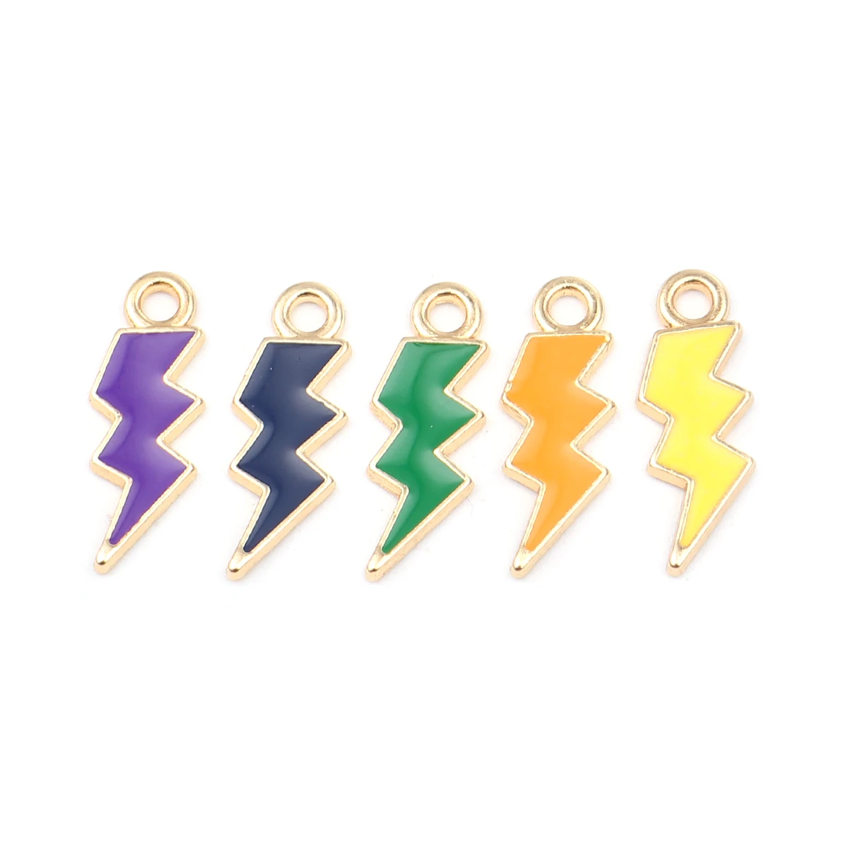 

20PCs Lightning Shape Zinc Alloy Pendants Gold Color Weather Collection Charm Enamel Necklace Pendant DIY Earring Jewelry Making
