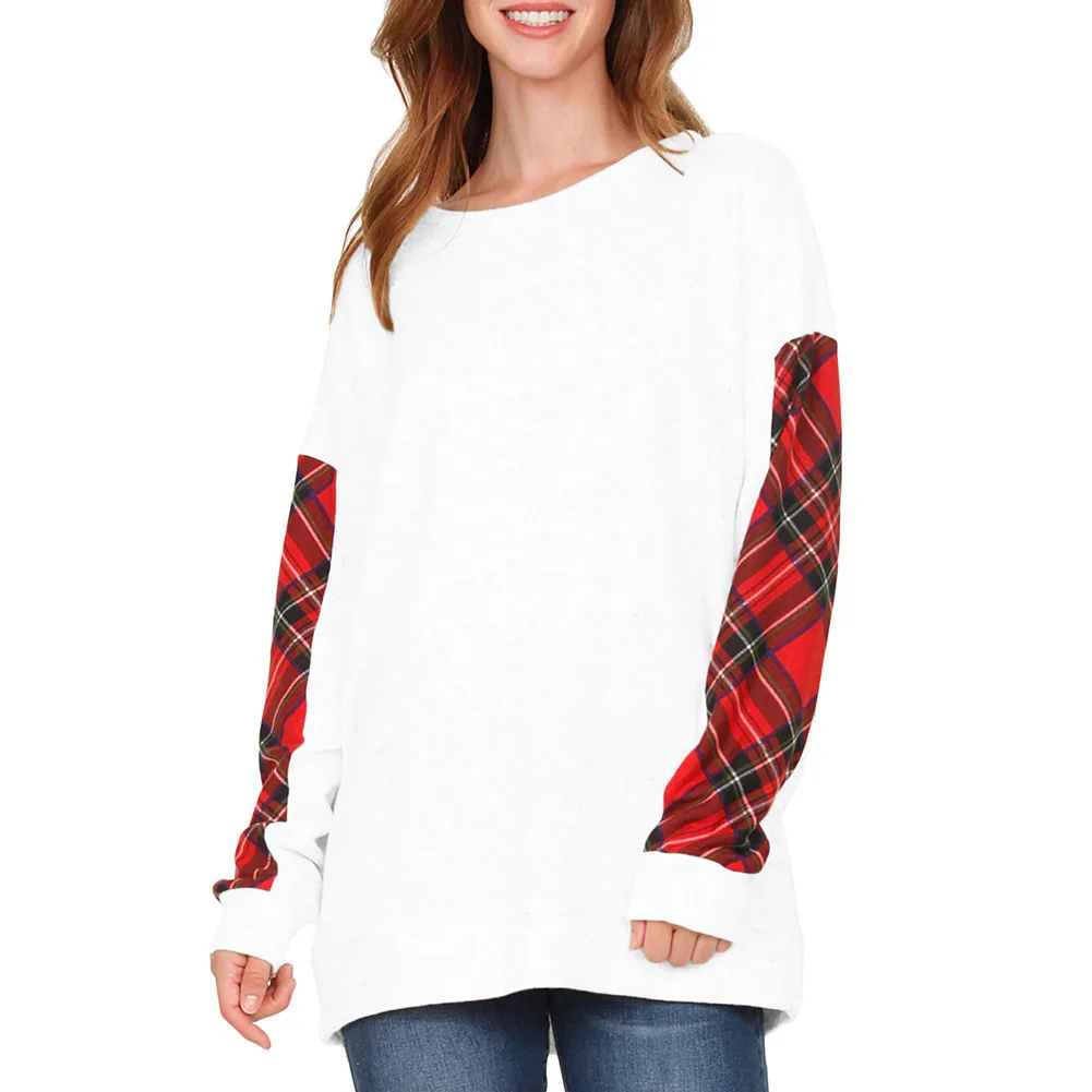 

Футболка женская с длинным рукавом, Свободный Топ с круглым вырезом, в европейском и американском стиле, большие размеры, Осень-зима