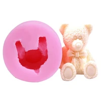 1pclot silicone 3d lovely little bear fondant cake molds soap chocolate mould cylindrical kitchen baking tool