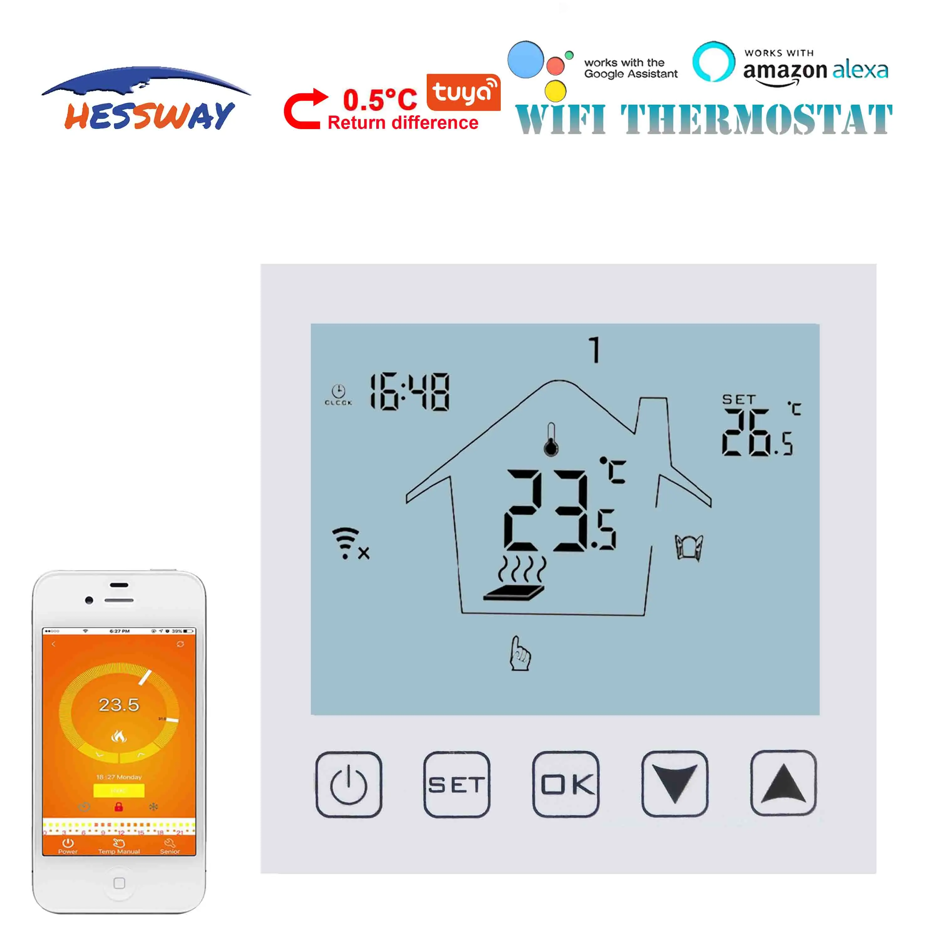 HESSWAY TUYA 3A котел клапан радиатора Wi-Fi термостат для контроллера соединения 2-в-1 |