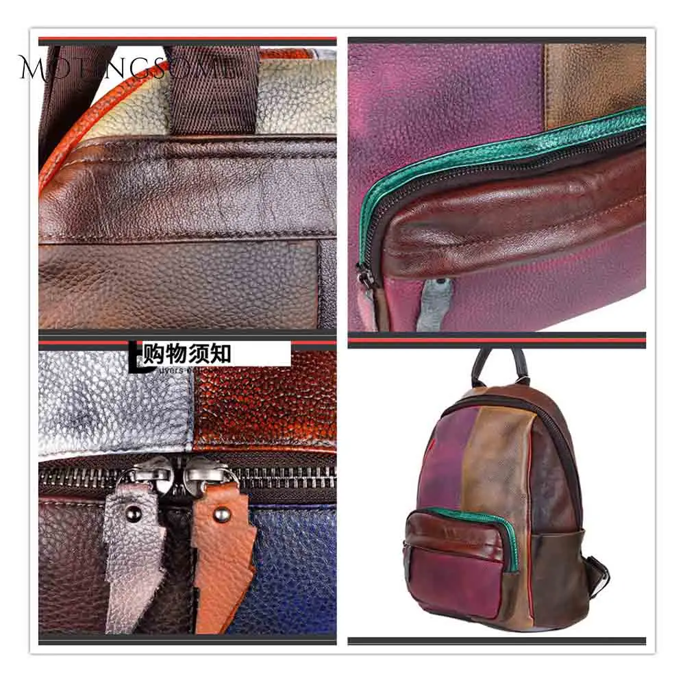 Ручная работа Ретро стиль женский рюкзак из натуральной кожи воловьей кусков для