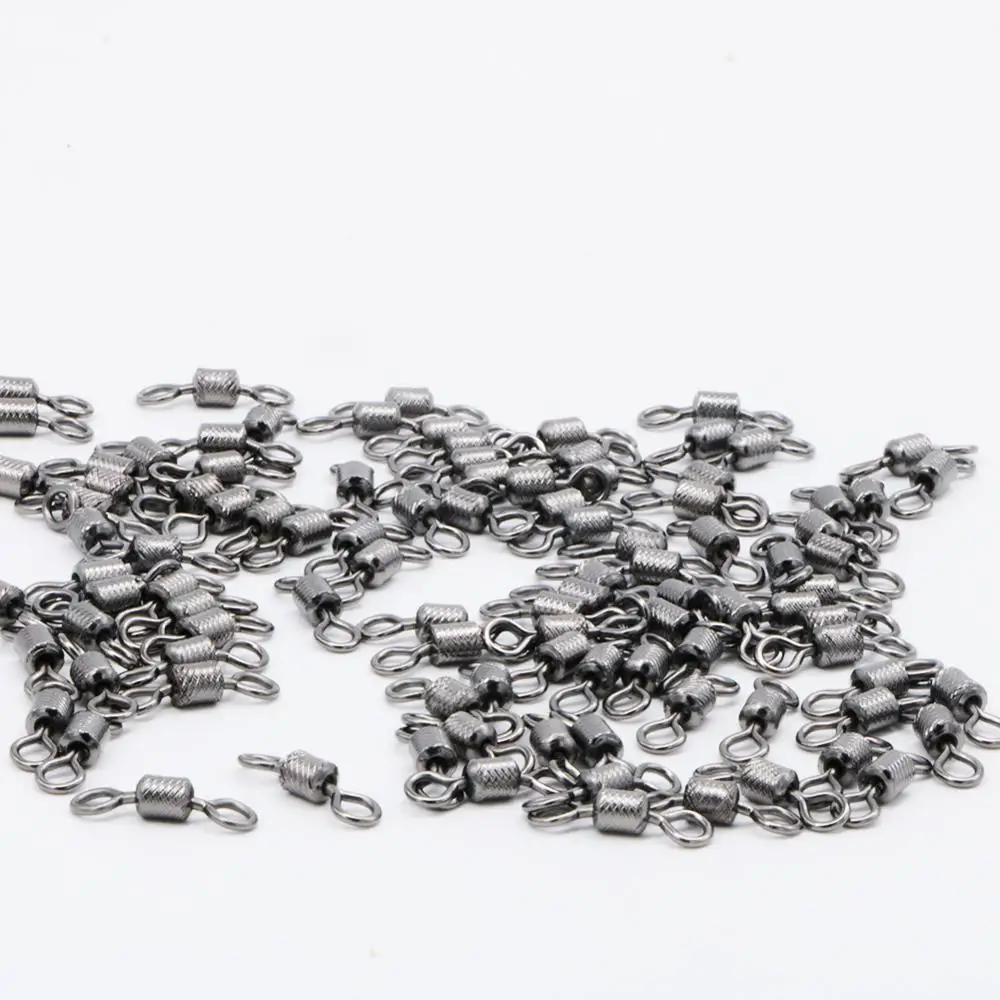 50-100pcs/box Fishing Swivel 4/0#-14# Sizes Solid Connector Ball Bearing Snap Fishing Swivels Rolling Stainless Steel Beads